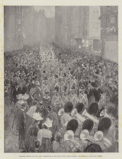 Troupes coloniales pour le Cap, départ des Lancers de Nouvelle-Galles du Sud, la scène à Fenchurch Street - Henry Charles Seppings Wright